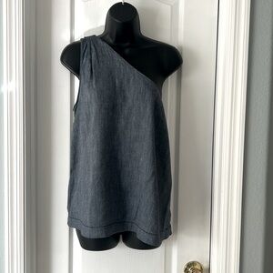 One Shoulder Denim Shirt by Ann Taylor Loft Size Small